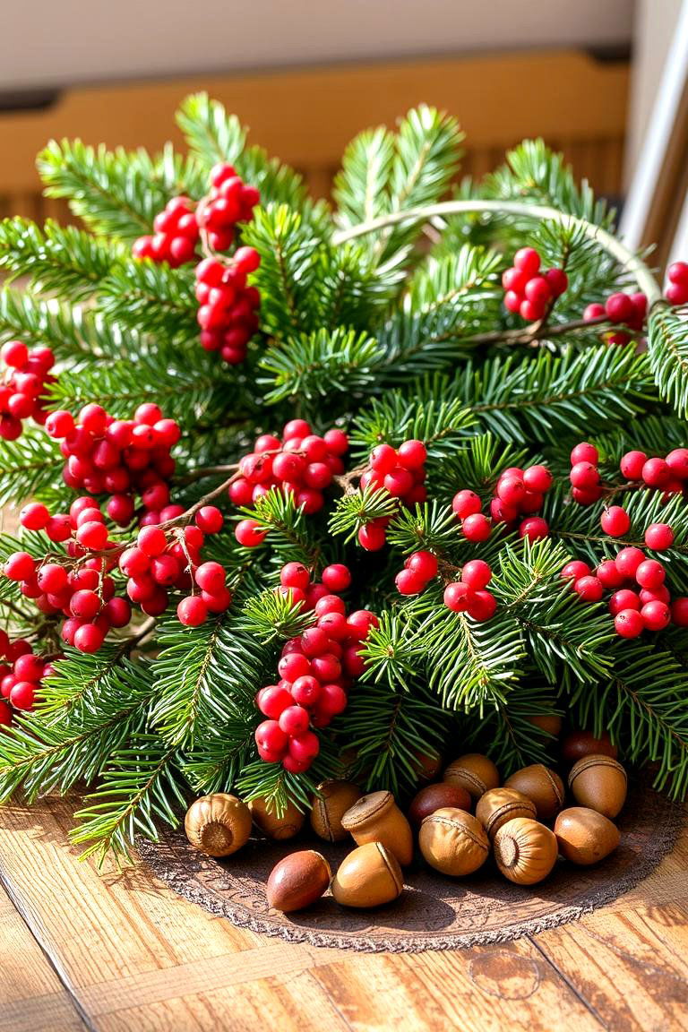 Natural Pine and Berry Decor - 24 Thanksgiving Centerpiece Ideas