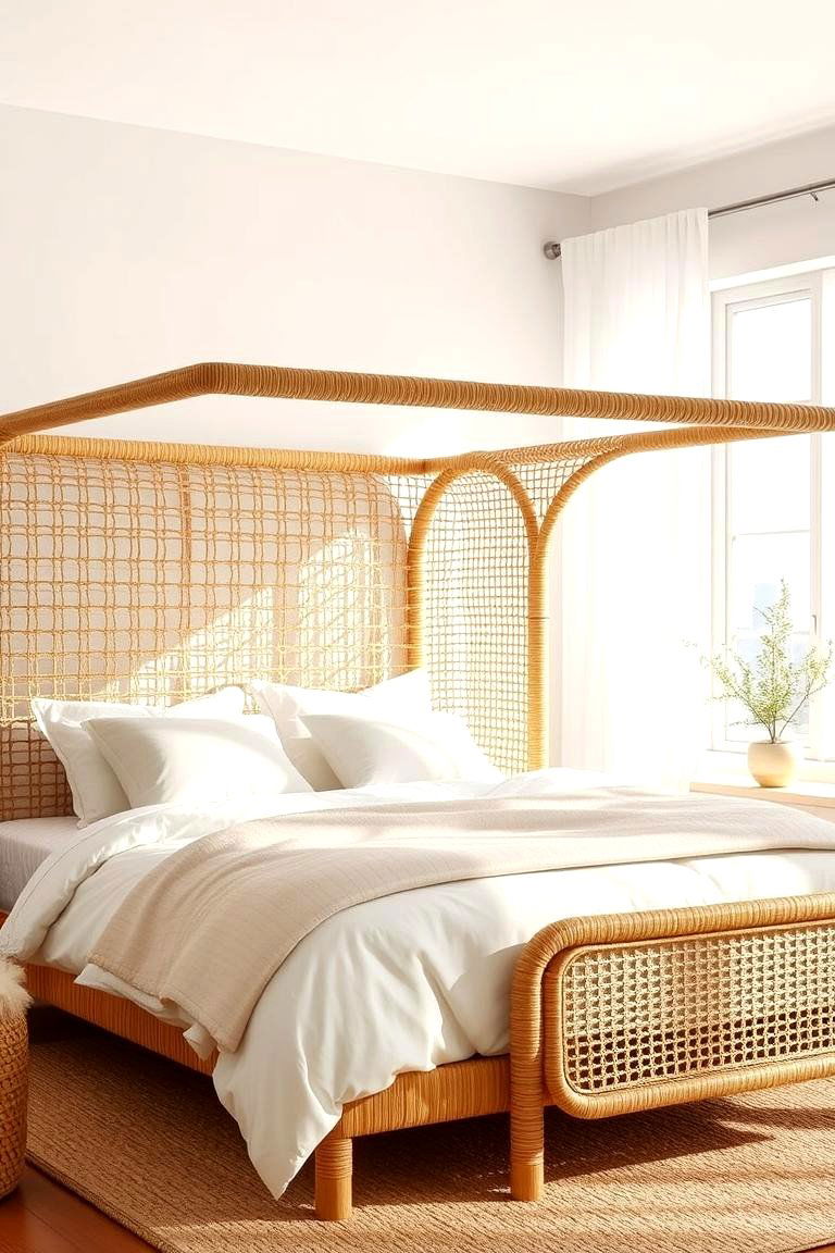Natural Rattan Bed Frame - 24 rattan bedroom furniture ideas