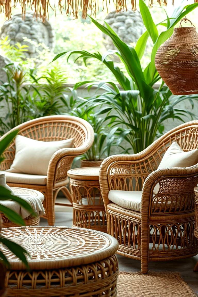 Natural Rattan Furniture - 24 Bohemian Tropical Bohemian Decor