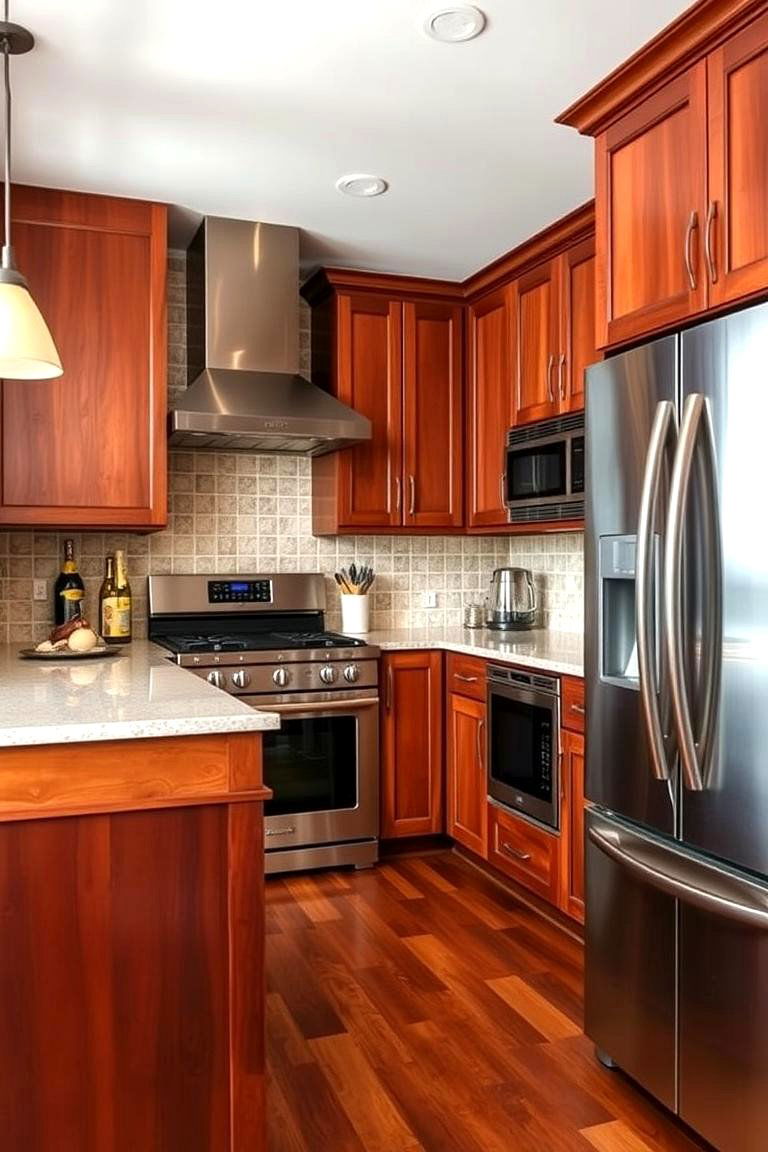 Natural Resistance to Wear - 24 Natural Cherry Kitchen Cabinets