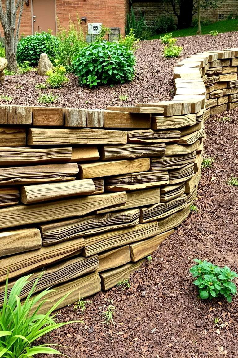 Natural Retaining Walls with Sleepers - 24 Garden Sleeper Ideas
