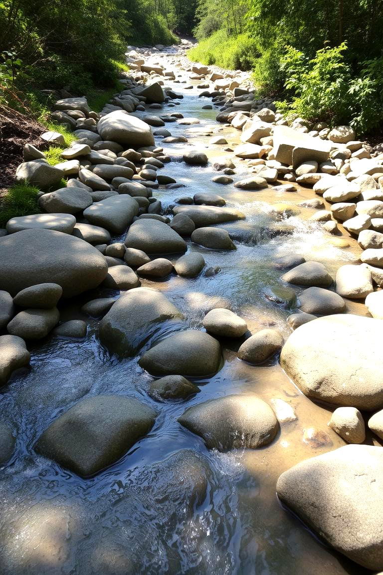 Natural River Stone Layout - 24 Stone Patio Ideas