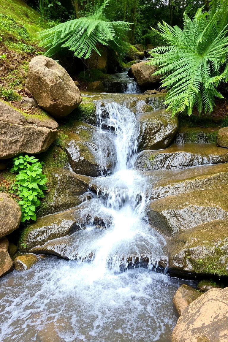 Natural Rock Waterfall - 24 Backyard Waterfall Ideas