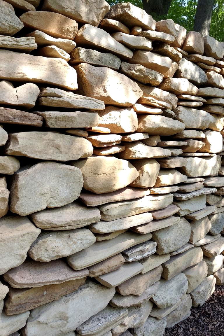 Natural Stacked Stone Wall - 24 Inexpensive Retaining Wall Ideas