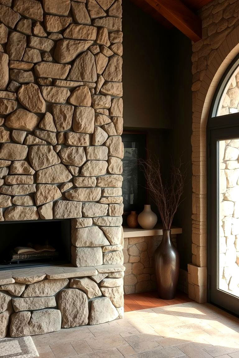 Natural Stone Accented Dark Olive House - 24 Dark Olive Green House Designs