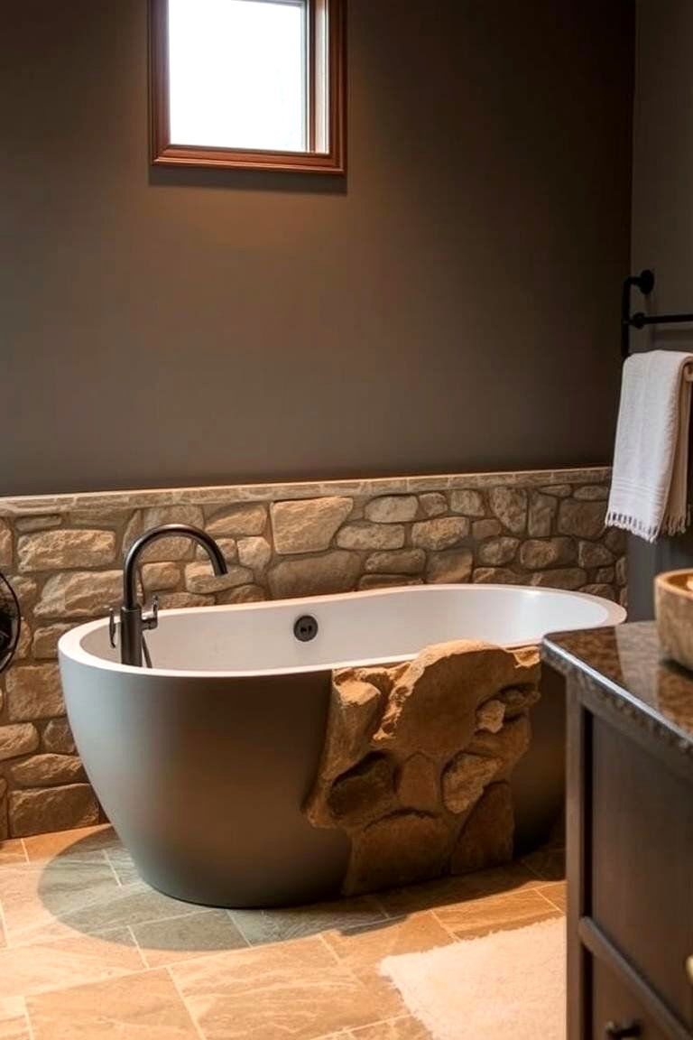 Natural Stone Accented Tub - 24 Drop in Tub Ideas