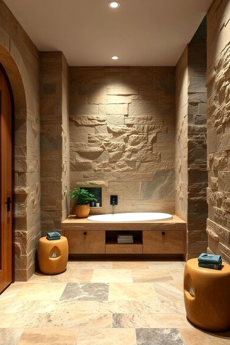 Natural Stone Accents - 24 Hunting Bedroom Ideas