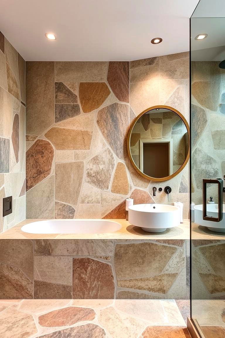 Natural Stone Accents - 24 Mexican Bathroom Ideas