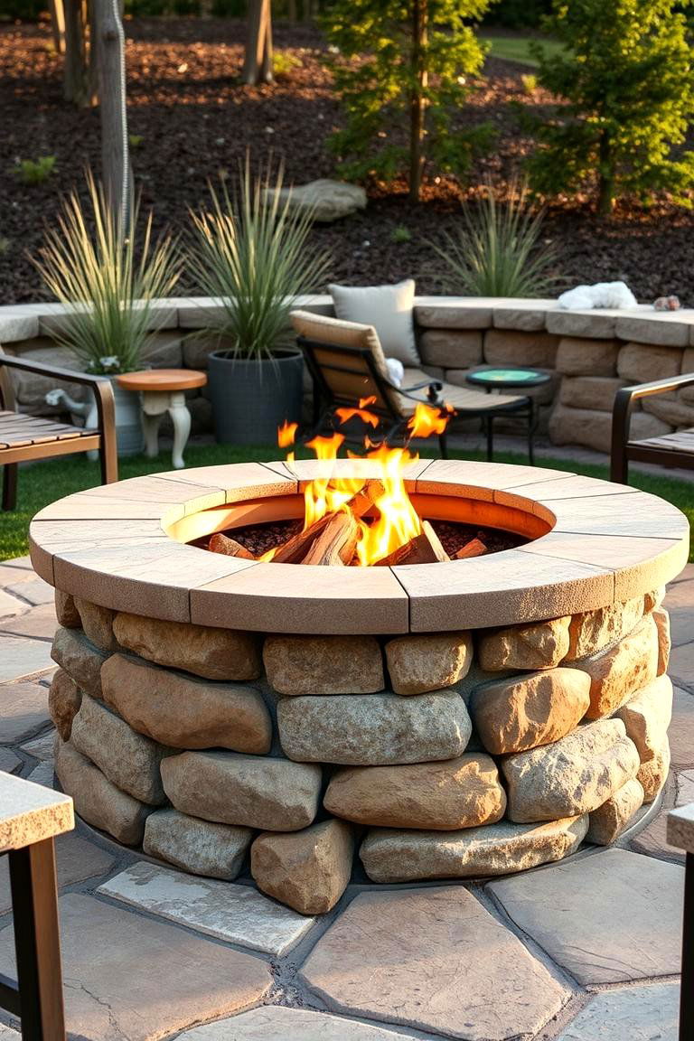 Natural Stone Accents Fire Pit - 24 Truck Rim Fire Pit Ideas