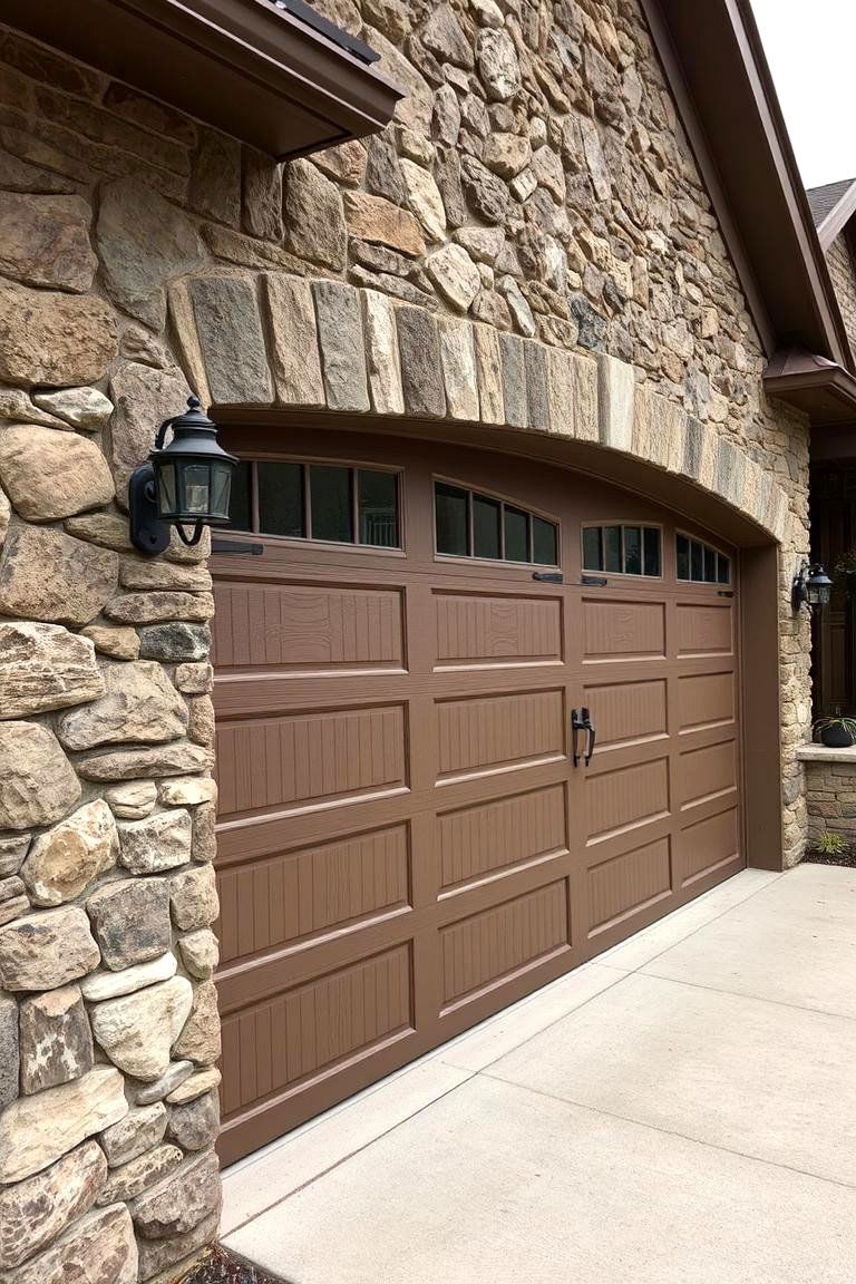 Natural Stone Accents for Durability and Style - 24 Green Garage Door Ideas