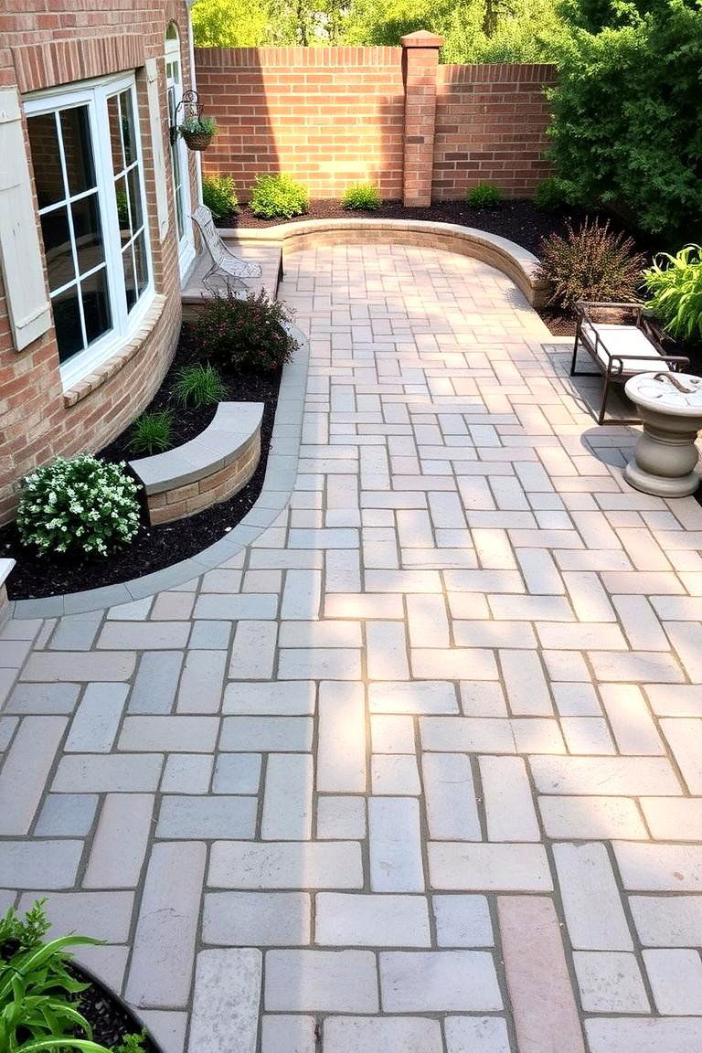 Natural Stone Blend Herringbone - 24 herringbone brick patio designs