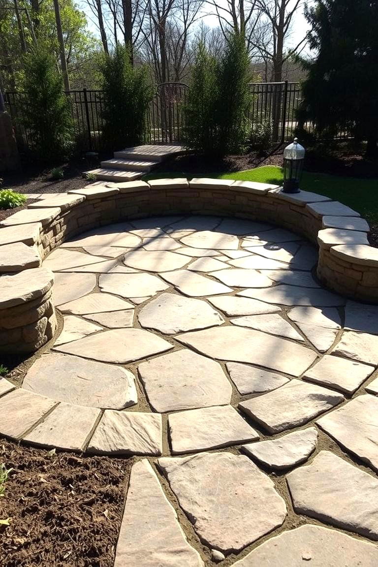 Natural Stone Border Accents - 24 Semi Circle Patio Ideas and Inspiration