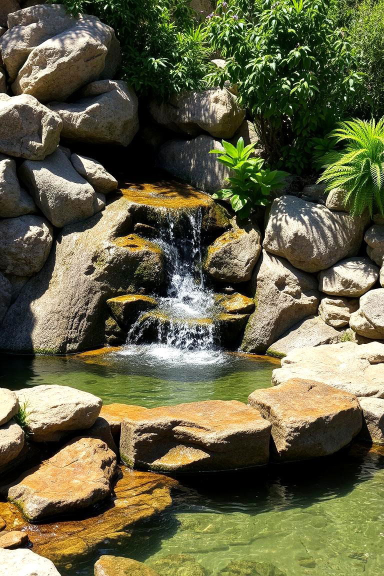 Natural Stone Cascade - 24 Small Pool Waterfall Ideas