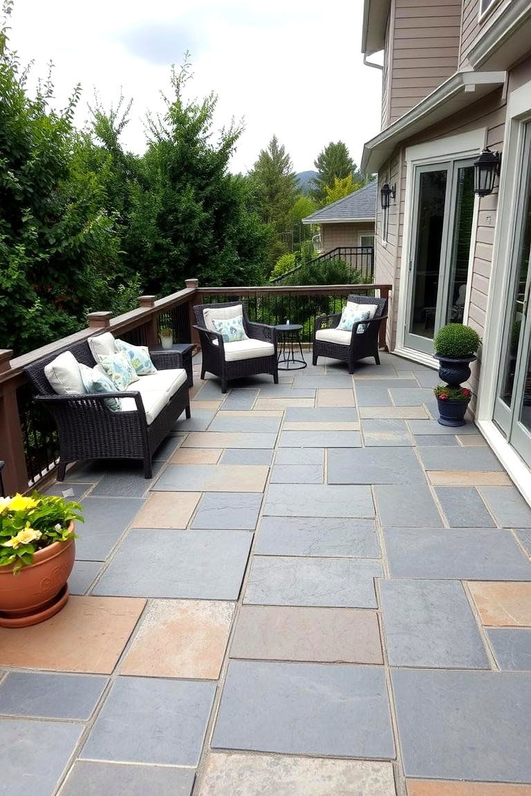 Natural Stone Decking - 24 Backyard Deck Ideas on a Budget