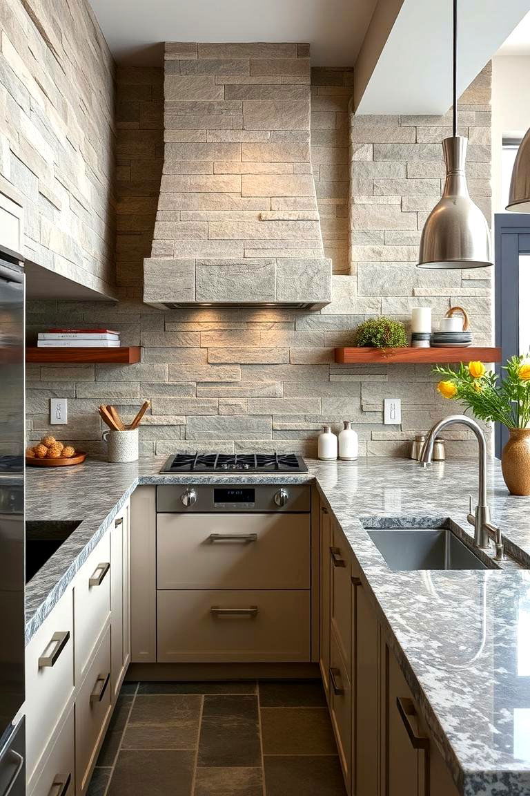 Natural Stone Detailing - 24 Dream Kitchen Ideas