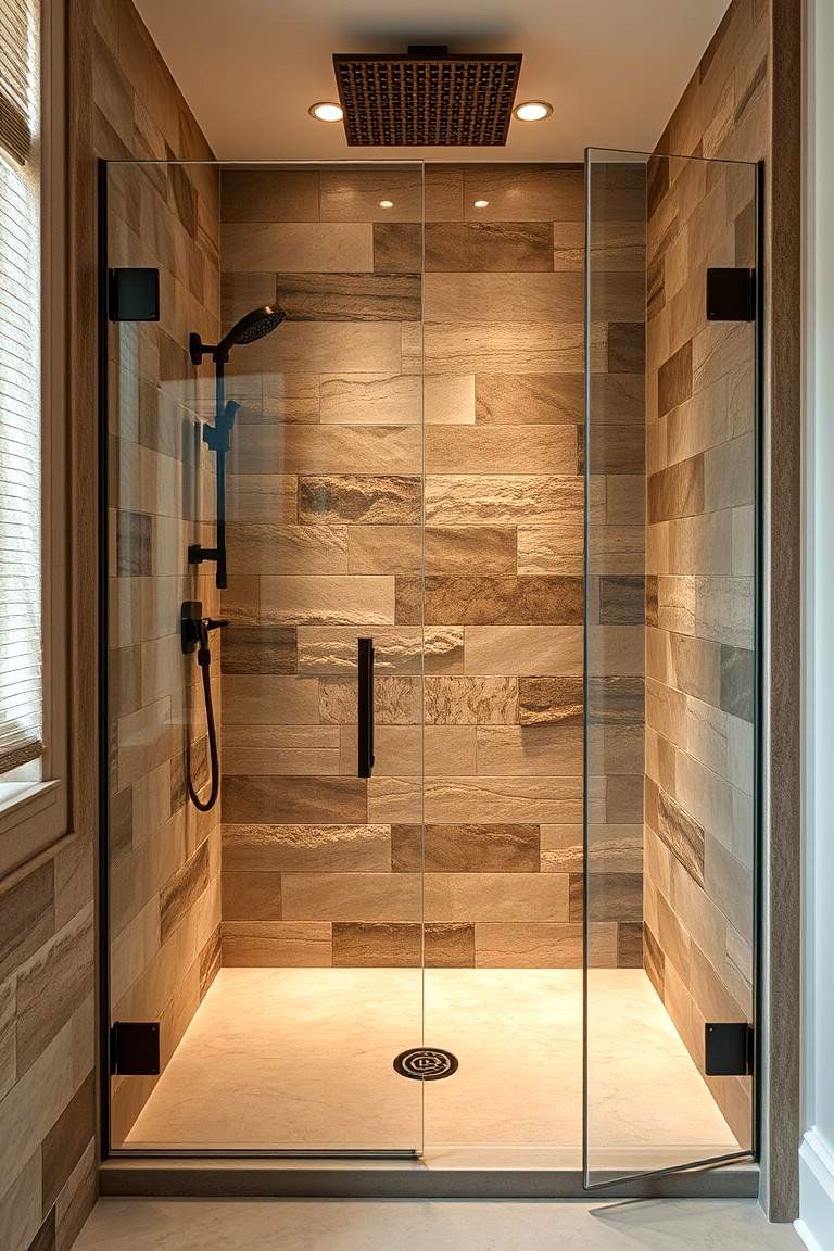 Natural Stone Elegance - 24 Doorless Walk In Shower Ideas