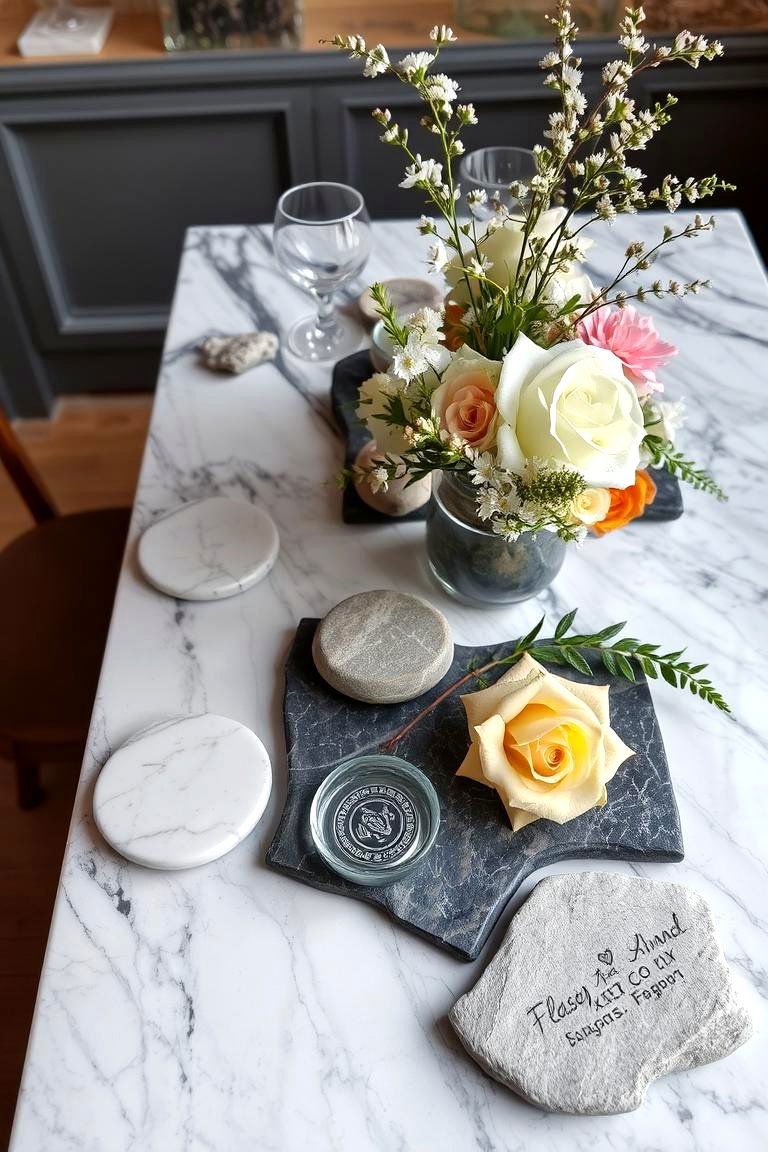 Natural Stone Elements - 24 Wedding Table Decoration Ideas