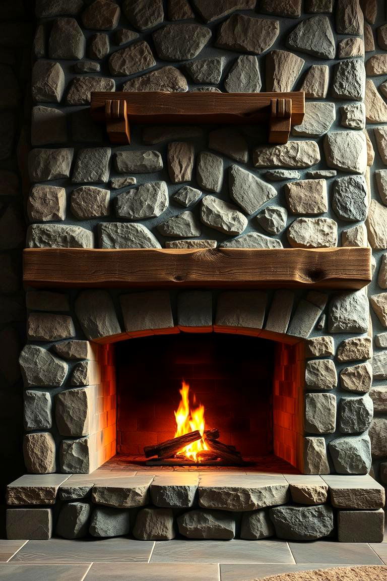 Natural Stone Fireplace - 24 Western Decor Ideas