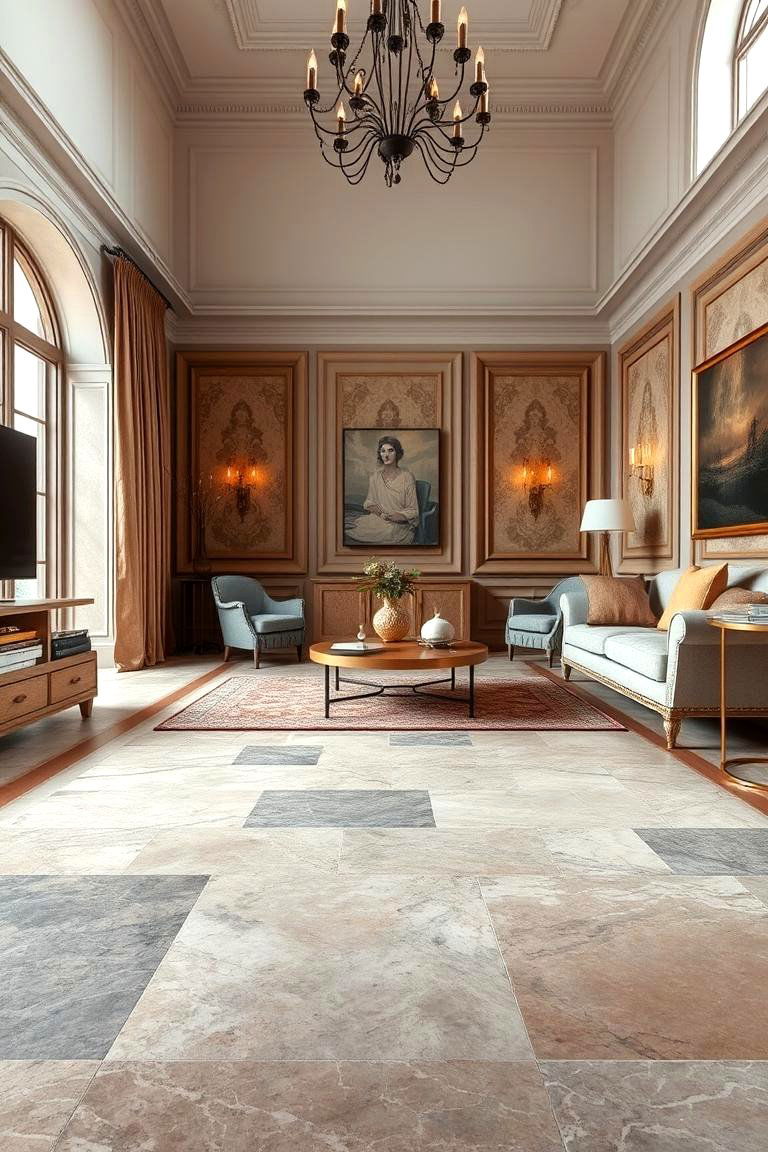 Natural Stone Flooring - 24 Spanish Style Living Room Ideas