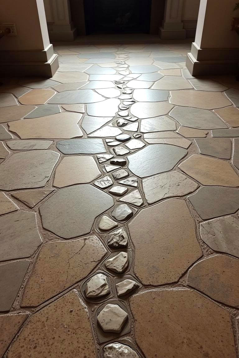 Natural Stone Inlay Concrete - 24 Concrete Floor Design Ideas