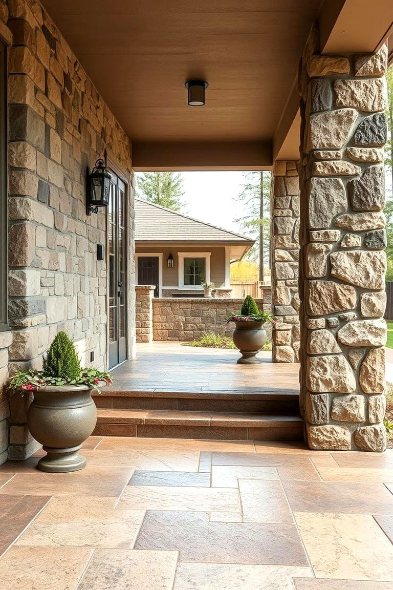 Natural Stone Inspired Concrete - 24 Concrete Porch Ideas