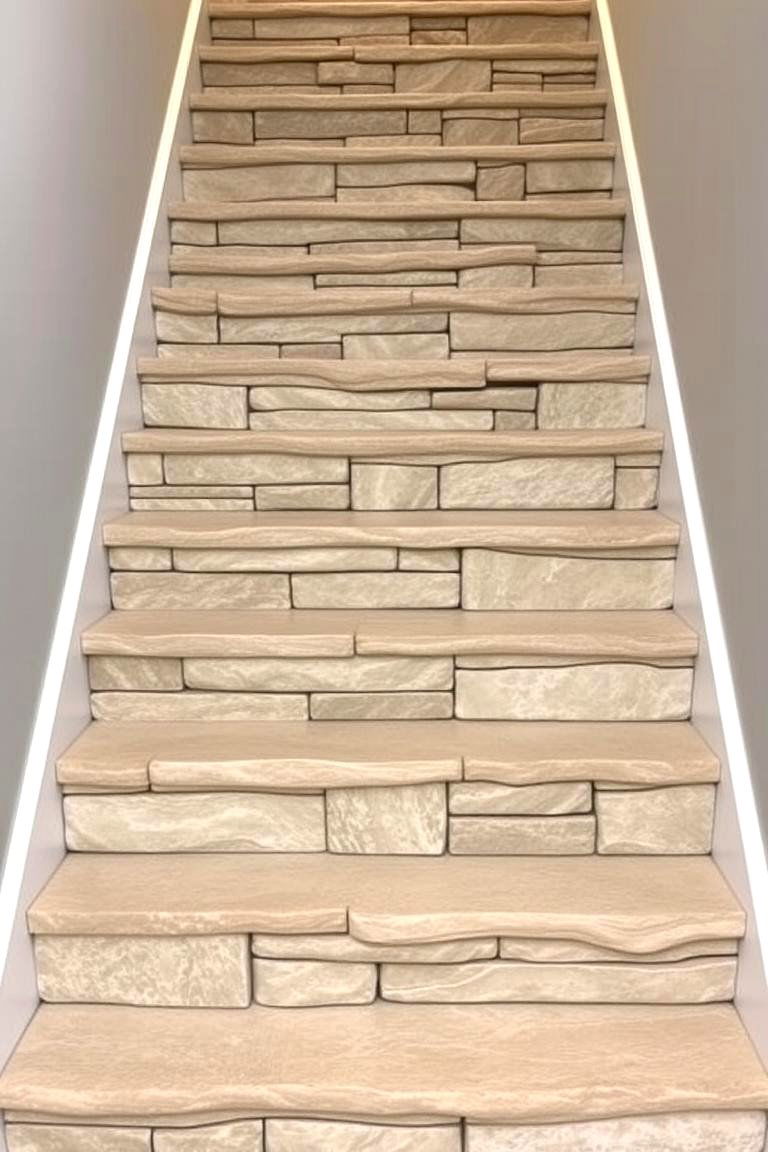 Natural Stone Look Stair Risers - 24 Stair Riser Ideas