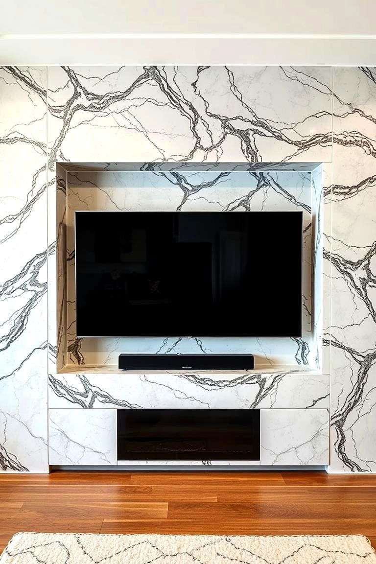 Natural Stone Media Wall - 24 Media Wall Ideas