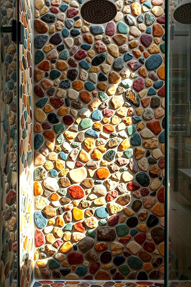 Natural Stone Mosaic - 24 Stone Shower Design Ideas