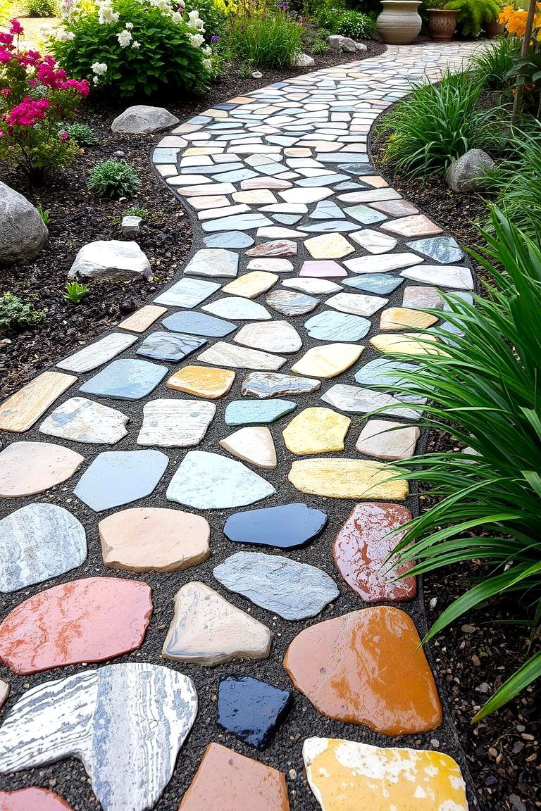 Natural Stone Mosaic - 24 Cobble Stone Walkway Ideas