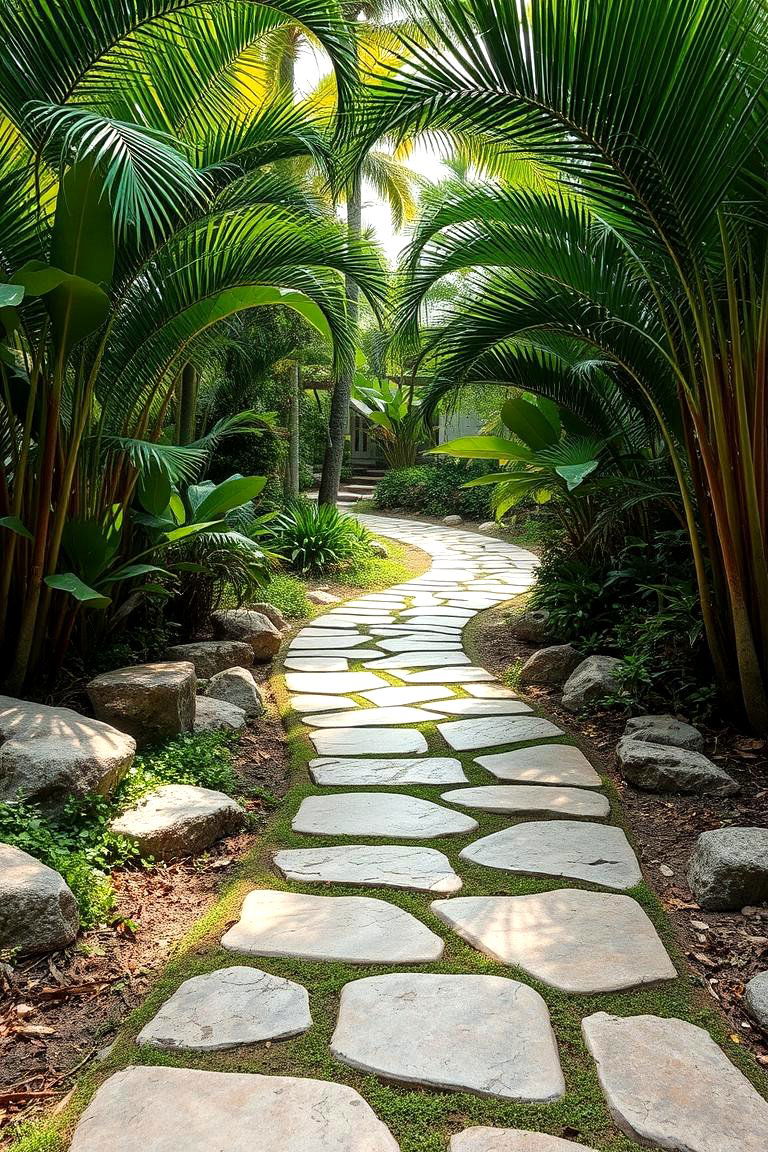 Natural Stone Pathway - 24 Tropical Backyard Ideas