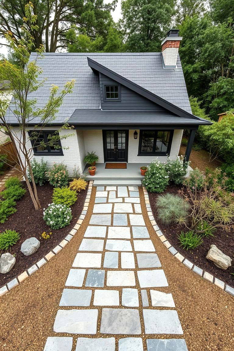 Natural Stone Pathway to the Entrance - 24 modern cottage house exterior ideas