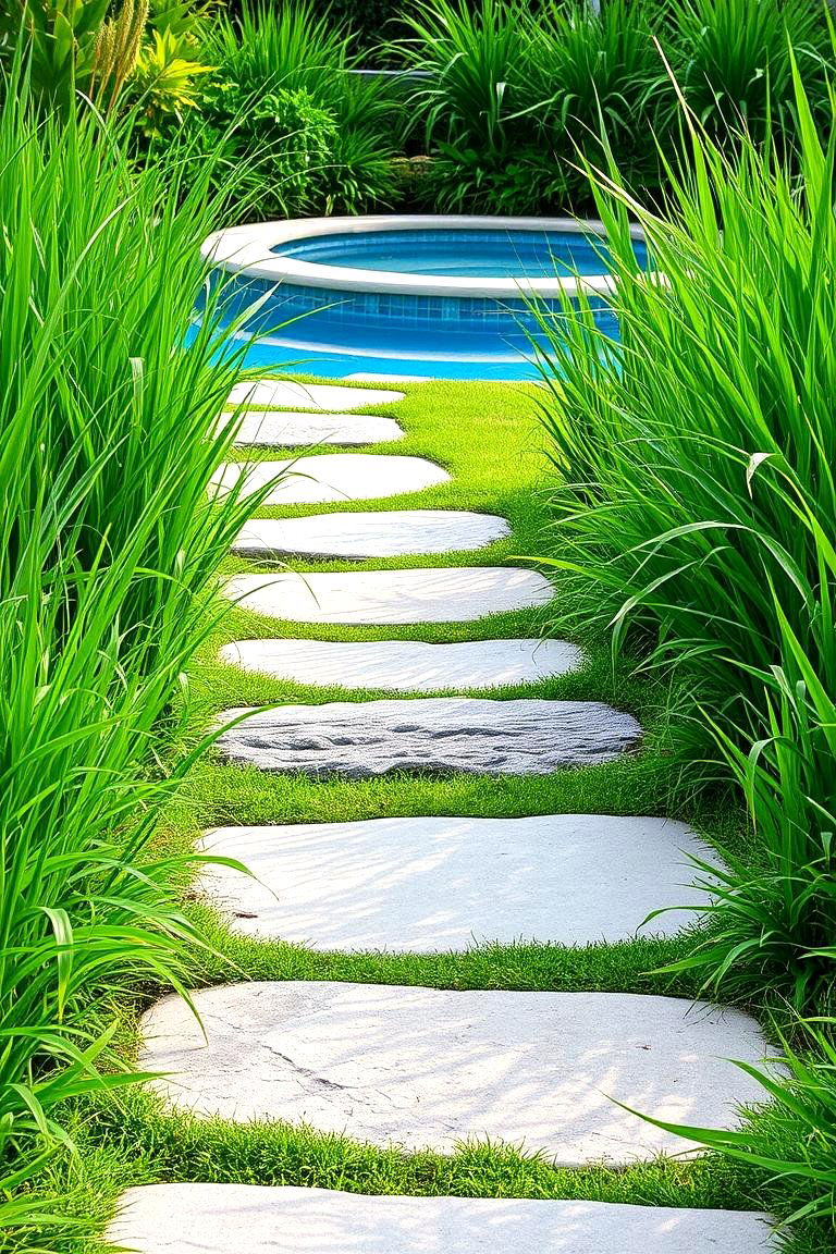 Natural Stone Pathway - 24 Above Ground Pool Walkway Ideas