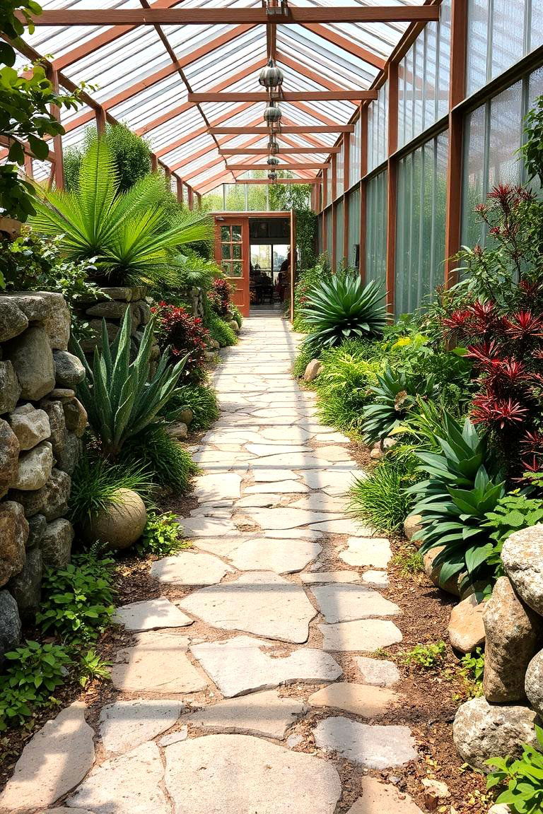 Natural Stone Pathways - 24 Greenhouse Decor Ideas