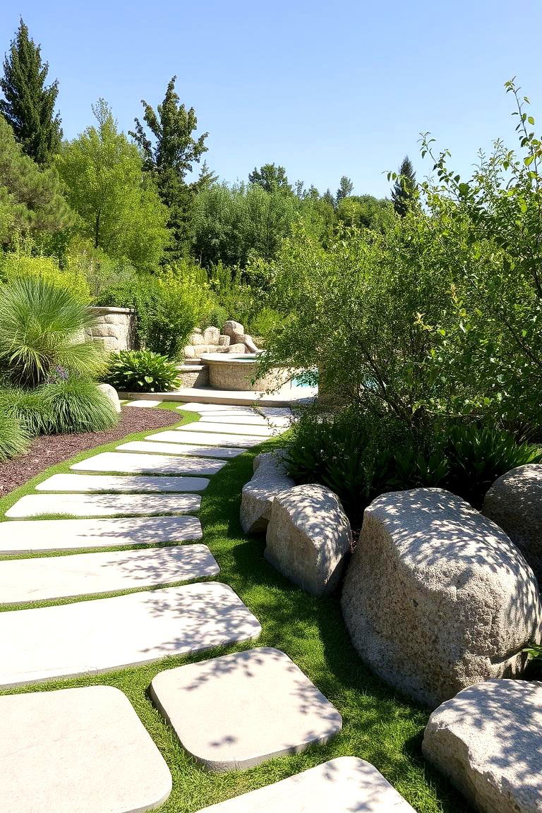 Natural Stone Pathways - 24 Tropical Pool Landscaping Ideas