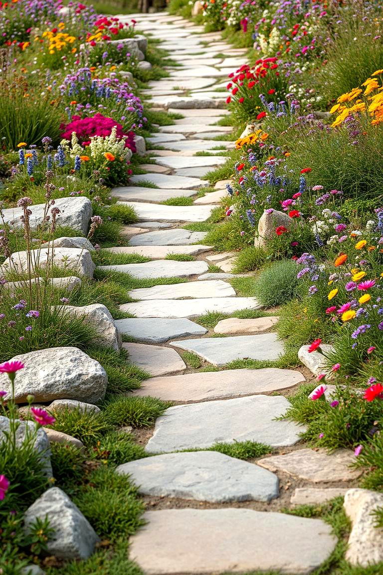 Natural Stone Pathways - 24 Boho Garden Ideas