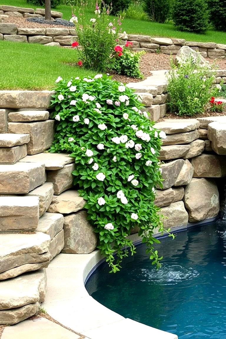 Natural Stone Retaining Walls - 24 Above Ground Pool Landscaping Ideas