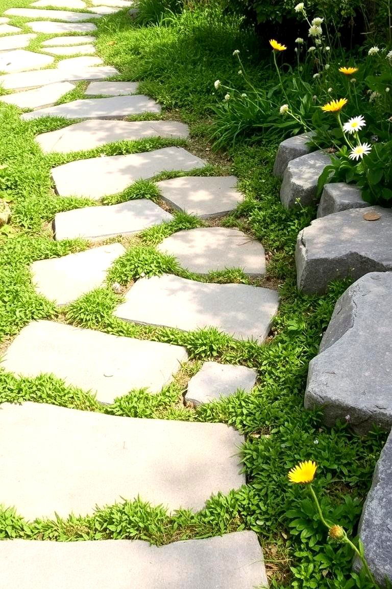 Natural Stone Slab Path - 24 Rock Walkway Ideas