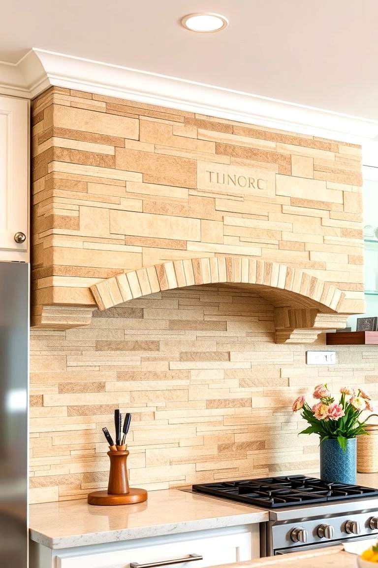 Natural Stone Soffit Accent - 24 Kitchen Soffit Ideas
