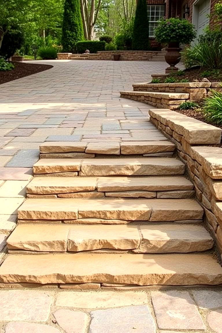 Natural Stone Steps - 24 driveway entrance ideas