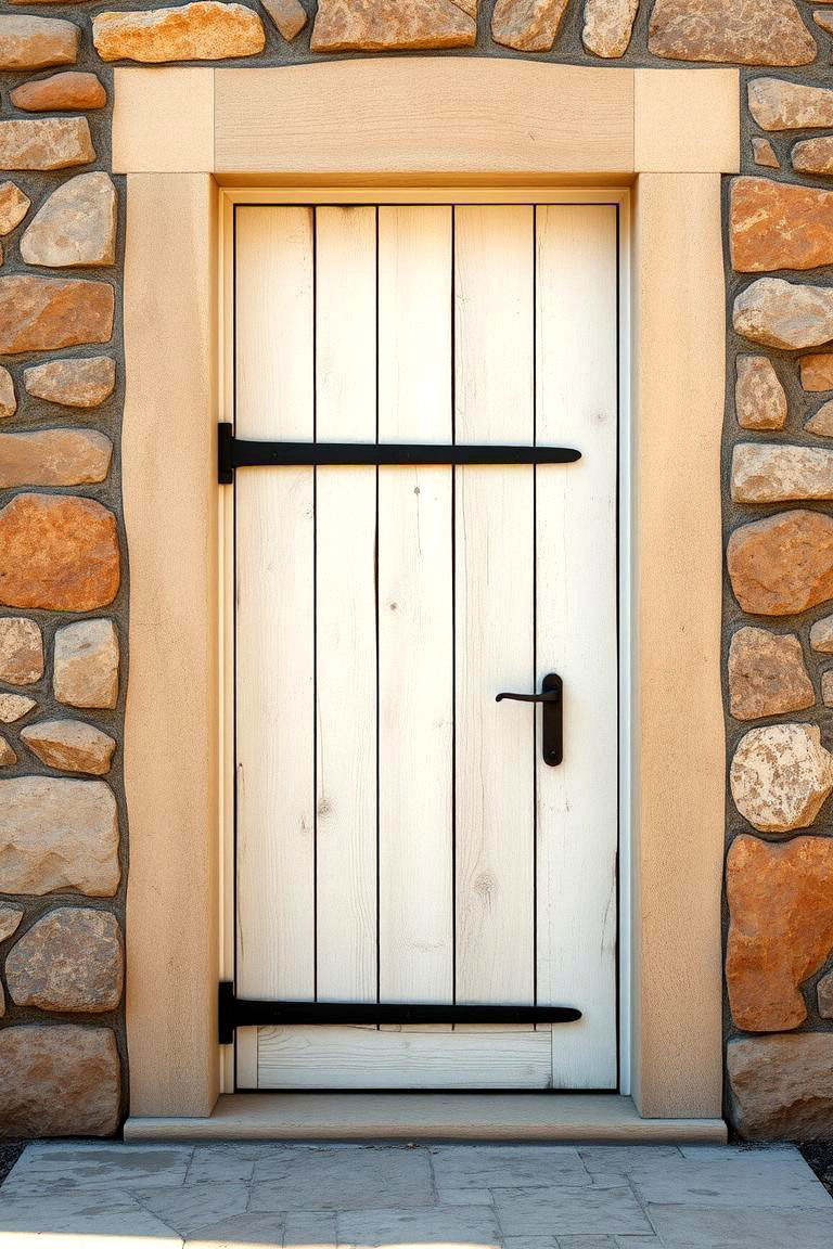 Natural Stone Surround - 24 Farmhouse Front Door Ideas