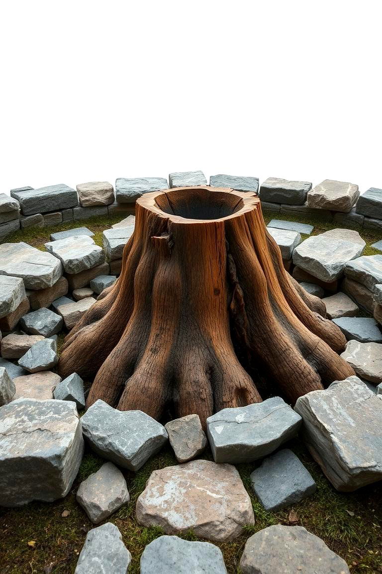 Natural Stone Surround - 24 Tree Stump Fire Pit Ideas