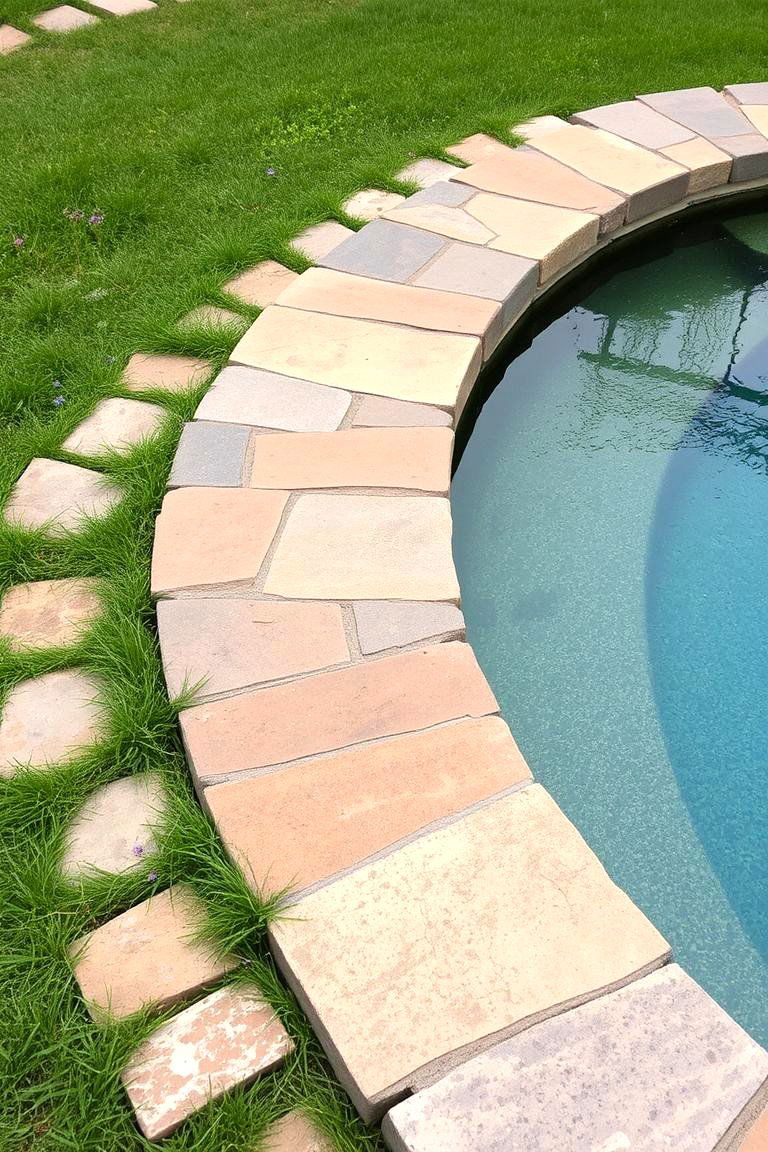 Natural Stone Surround for Rustic Elegance - 24 Semi Inground Pool Ideas