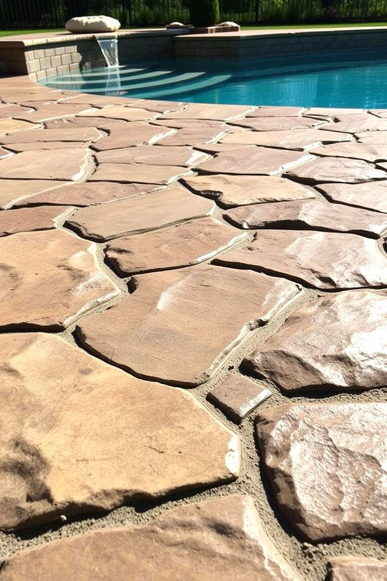 Natural Stone Texture - 24 Stamped Concrete Pool Deck Ideas