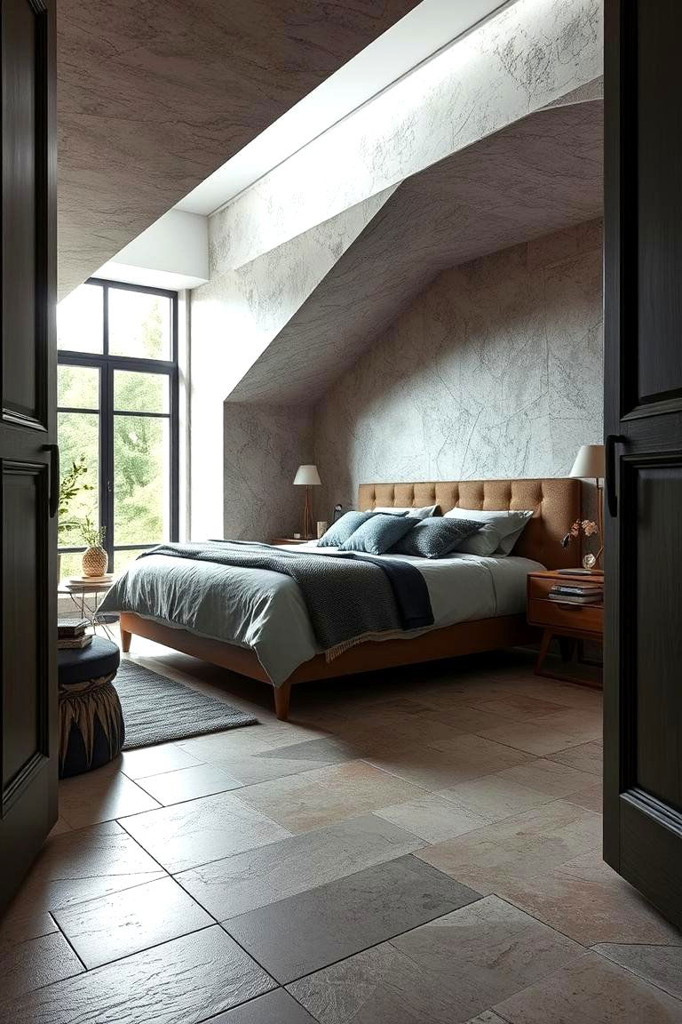 Natural Stone Tile Flooring - 24 Bedroom Flooring Ideas