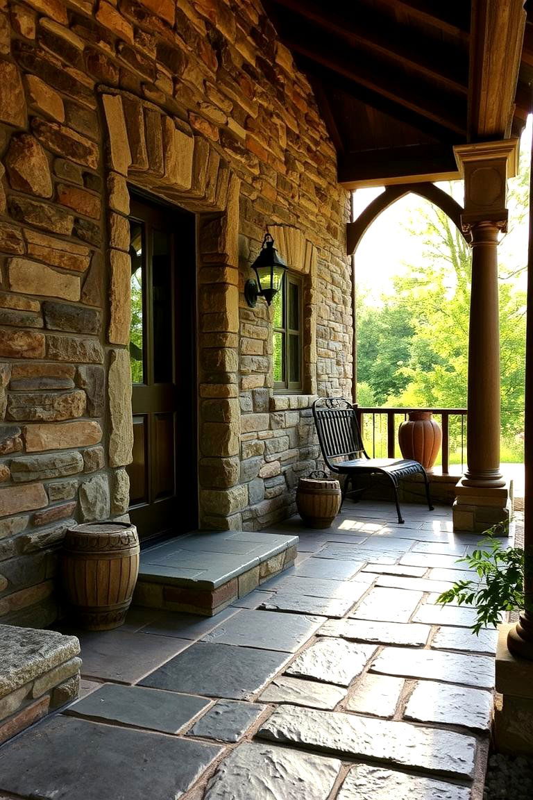Natural Stone Tile for a Rustic Appeal - 24 Front Porch Tile Ideas