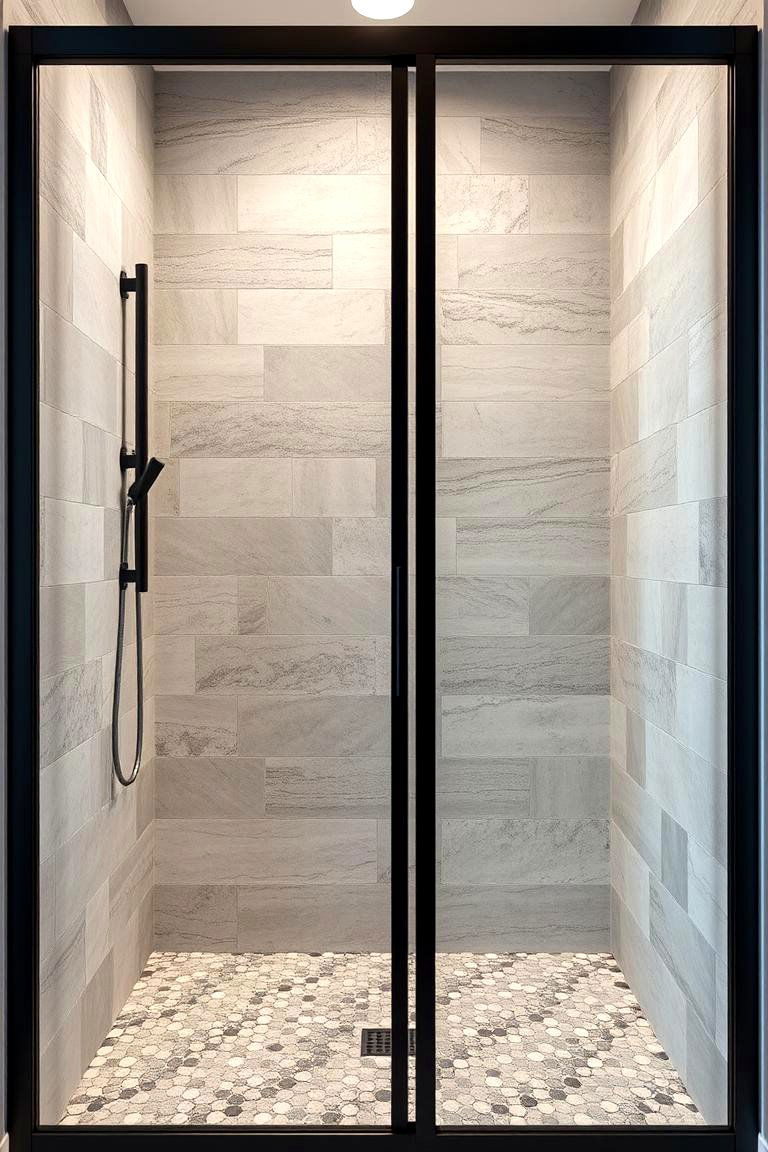 Natural Stone Tile with Earthy Tones - 24 Rustic Walk-in Shower Ideas