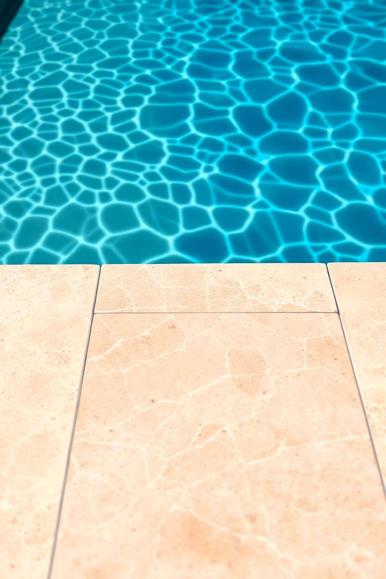 Natural Stone Travertine Tiles - 24 Waterline Pool Tile Ideas