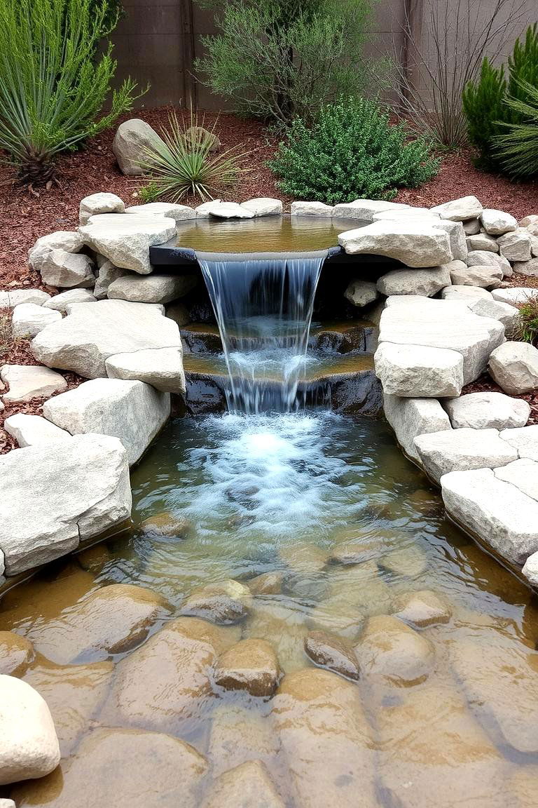 Natural Stone Water Feature - 24 front yard spanish style landscaping ideas