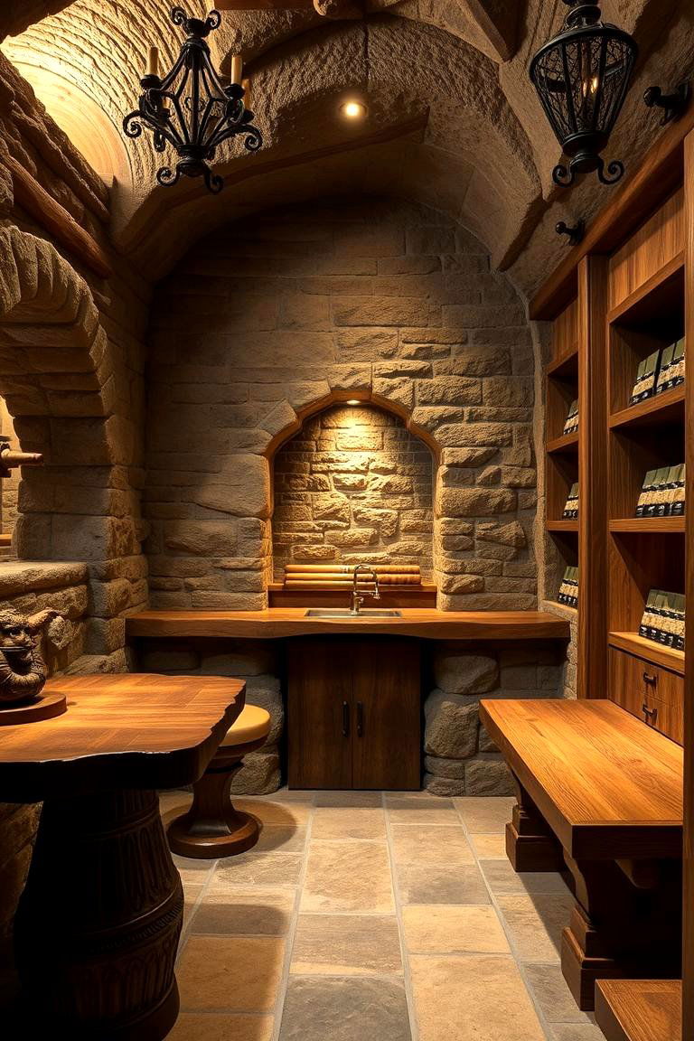 Natural Stone and Wood Cigar Haven - 24 Cigar Room Ideas