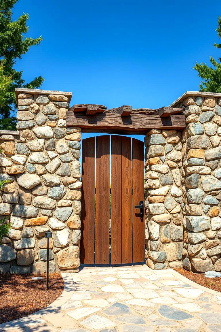 Natural Stone and Wood Fusion - 24 garden gate ideas